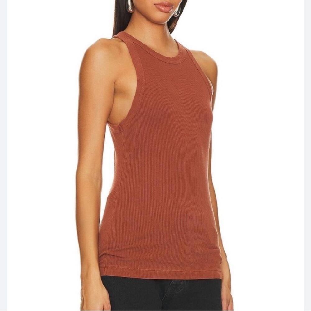 NWT JAMES PERSE Women's Sleeveless Ribbed Rusty Brown Tank Top